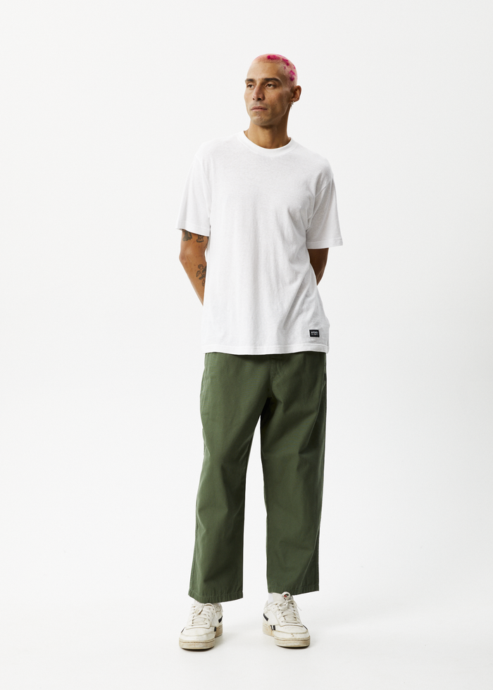 Afends Mens Ninety Eights - Recycled Baggy Elastic Waist Pants - Cypress - Sustainable Clothing - Streetwear