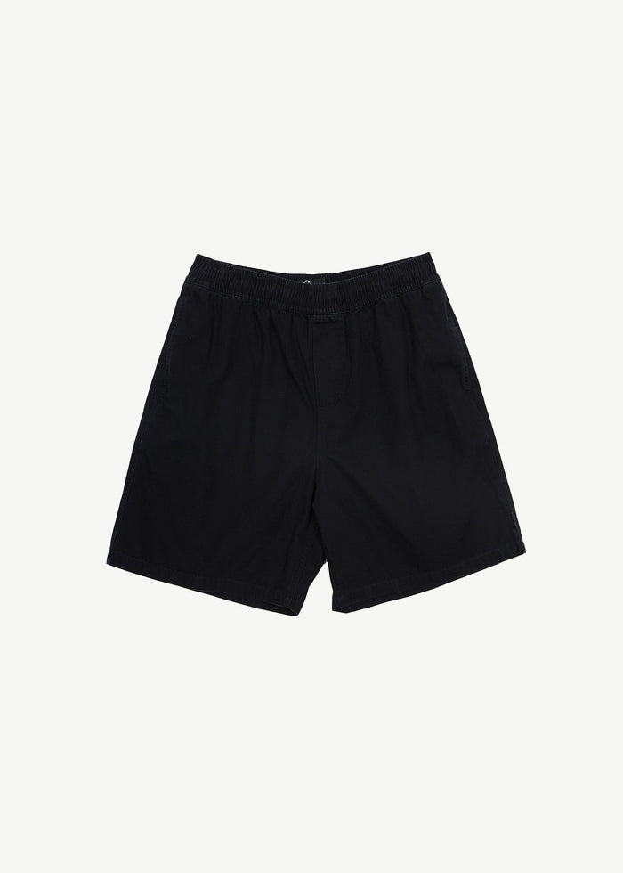 Afends Mens Ninety Eights - Recycled Baggy Elastic Waist Shorts - Black - Sustainable Clothing - Streetwear