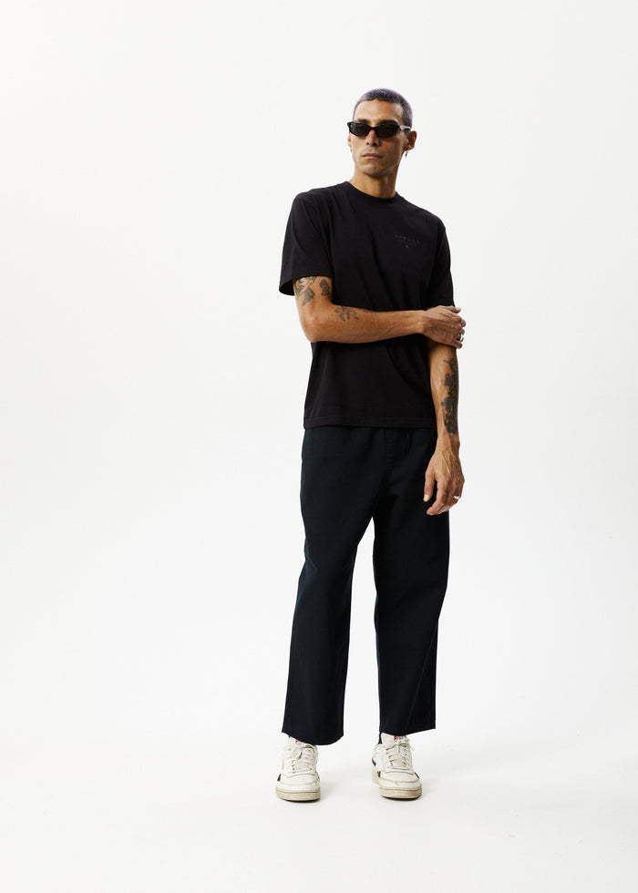 Afends Mens Ninety Eights - Recycled Elastic Waist Pant - Black - Sustainable Clothing - Streetwear