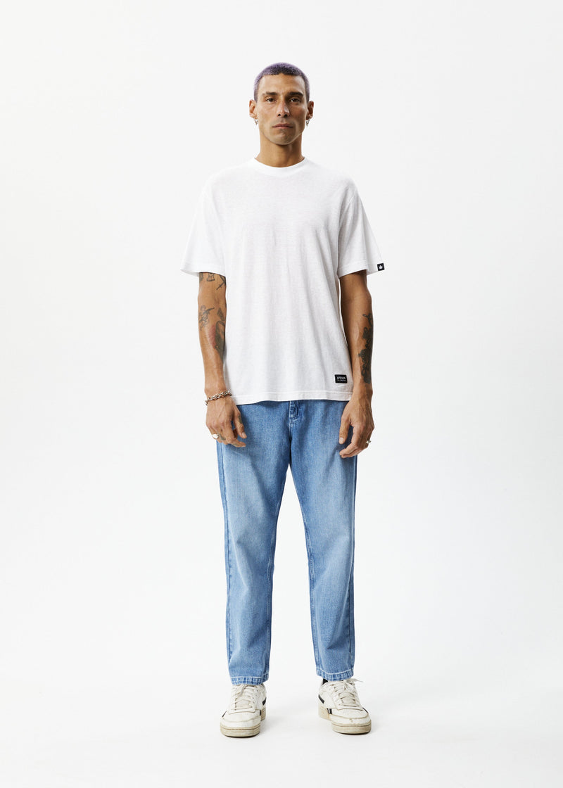 Afends Mens Ninety Twos - Hemp Denim Relaxed Jeans - Worn Blue