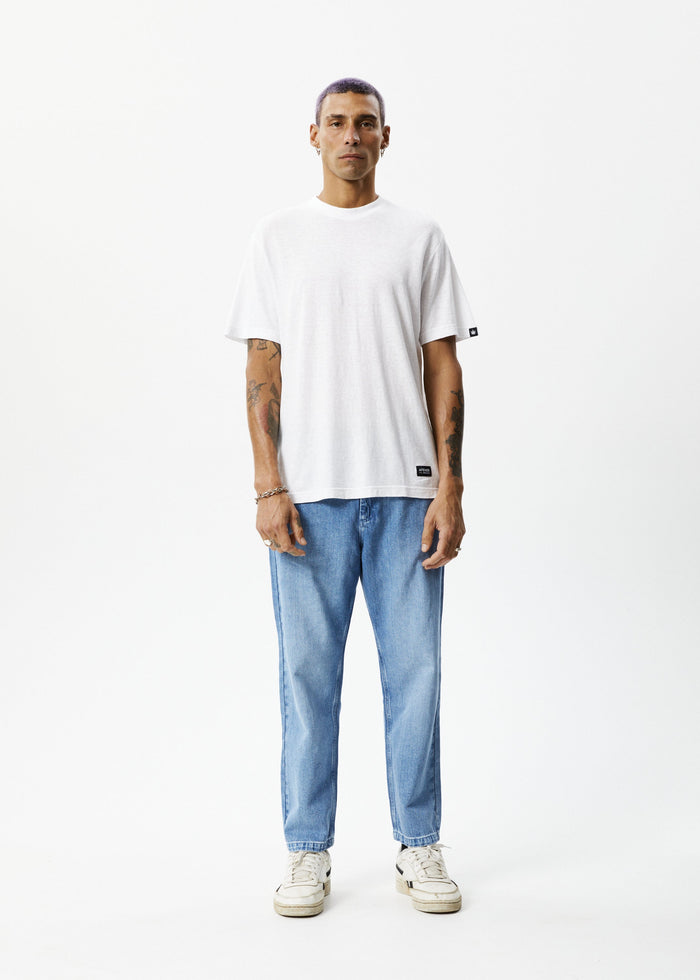 Afends Mens Ninety Twos - Hemp Denim Relaxed Jeans - Worn Blue - Sustainable Clothing - Streetwear