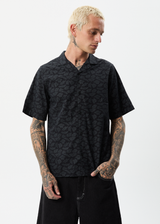 Afends Mens Underworld - Organic Cuban Short Sleeve Shirt - Black - Afends mens underworld   organic cuban short sleeve shirt   black   sustainable clothing   streetwear