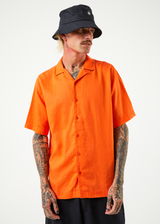 Afends Mens Daily - Hemp Cuban Short Sleeve Shirt - Orange - Afends mens daily   hemp cuban short sleeve shirt   orange   sustainable clothing   streetwear