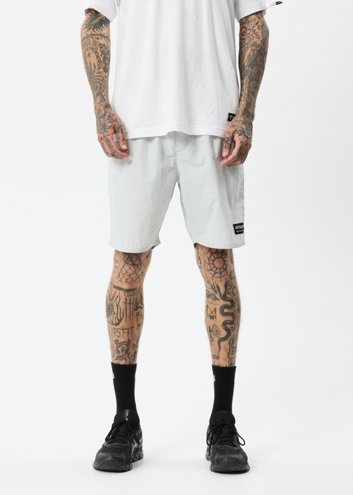 Afends Mens Baywatch Vortex - Recycled Elastic Waist Shorts - Smoke - Sustainable Clothing - Streetwear
