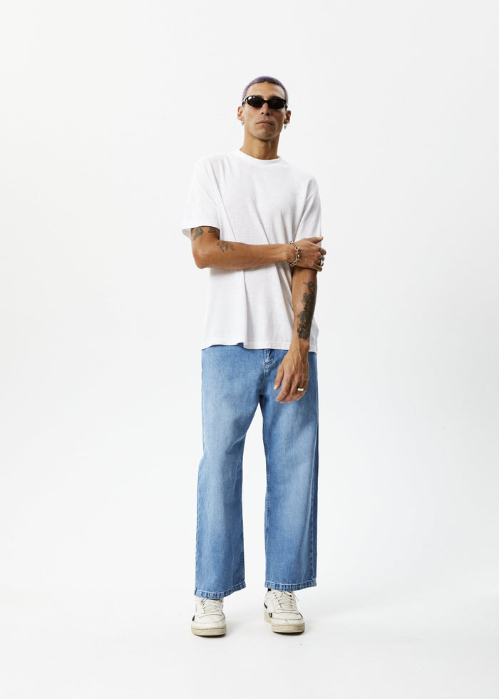 Afends Mens Pablo - Hemp Denim Baggy Jeans - Worn Blue - Sustainable Clothing - Streetwear