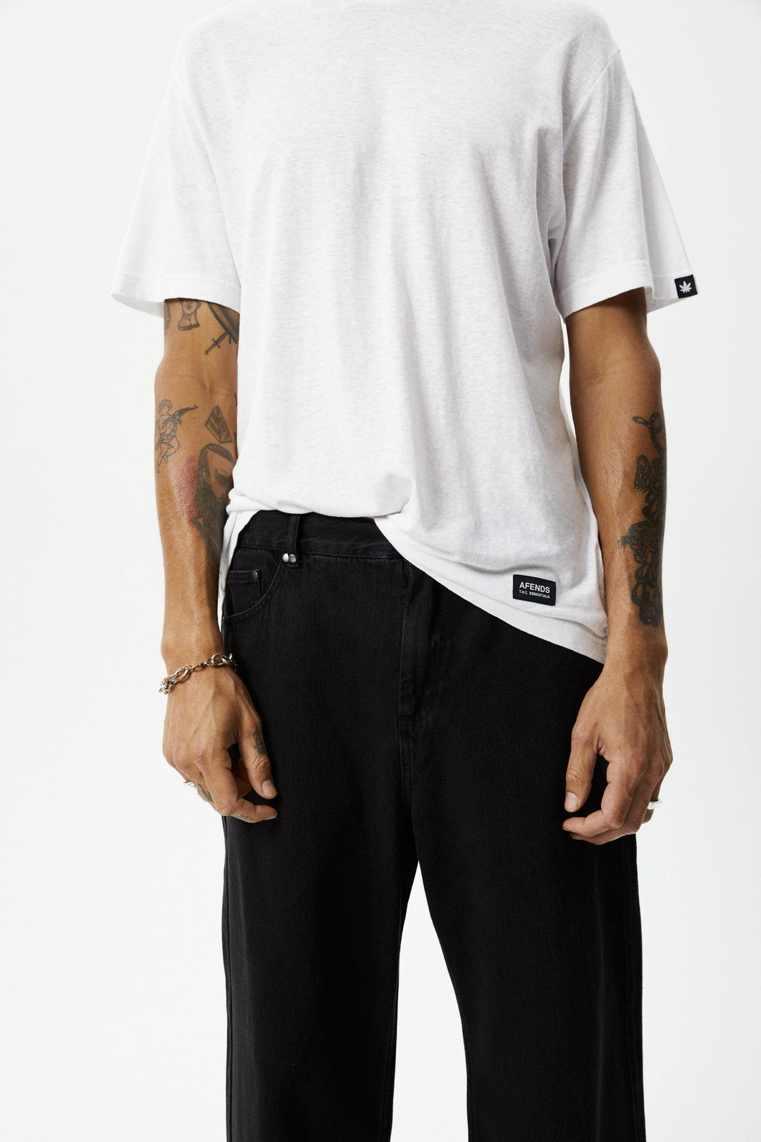 Afends Mens Pablo - Organic Denim Baggy Jeans - Washed Black - Sustainable Clothing - Streetwear