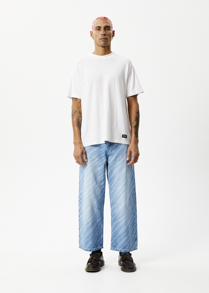 Afends Mens Pablo Atmosphere - Hemp Denim Baggy Jeans - Worn Blue - Sustainable Clothing - Streetwear