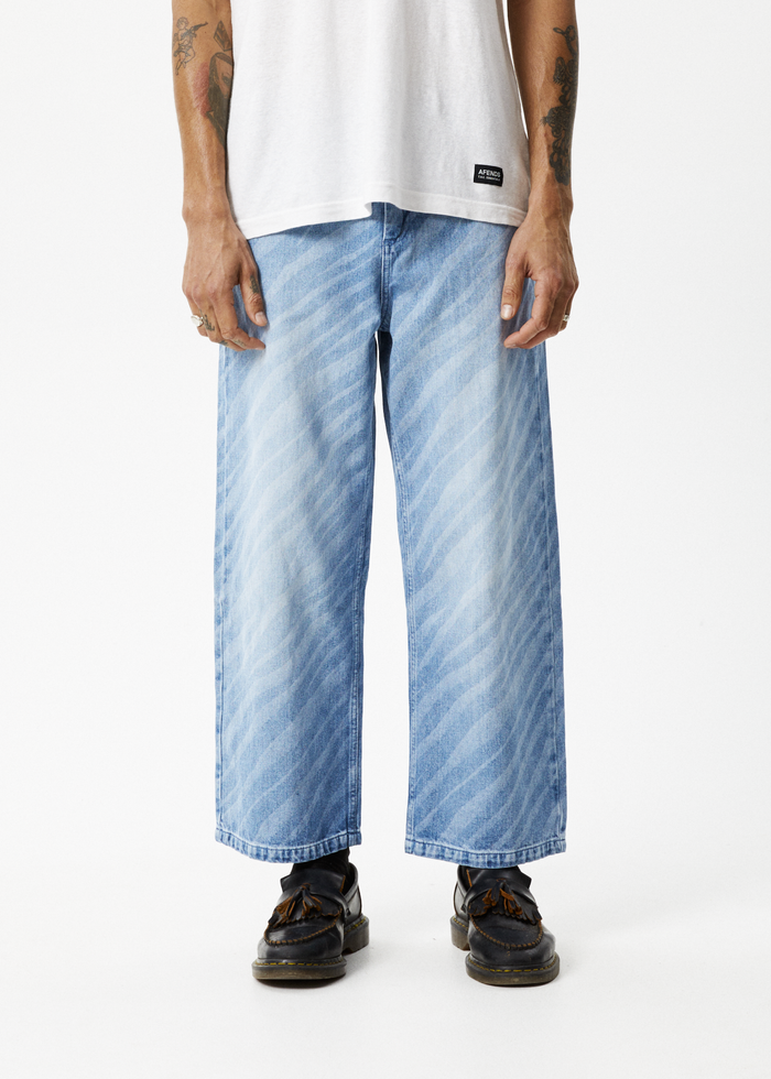 Afends Mens Pablo Atmosphere - Hemp Denim Baggy Jeans - Worn Blue - Sustainable Clothing - Streetwear