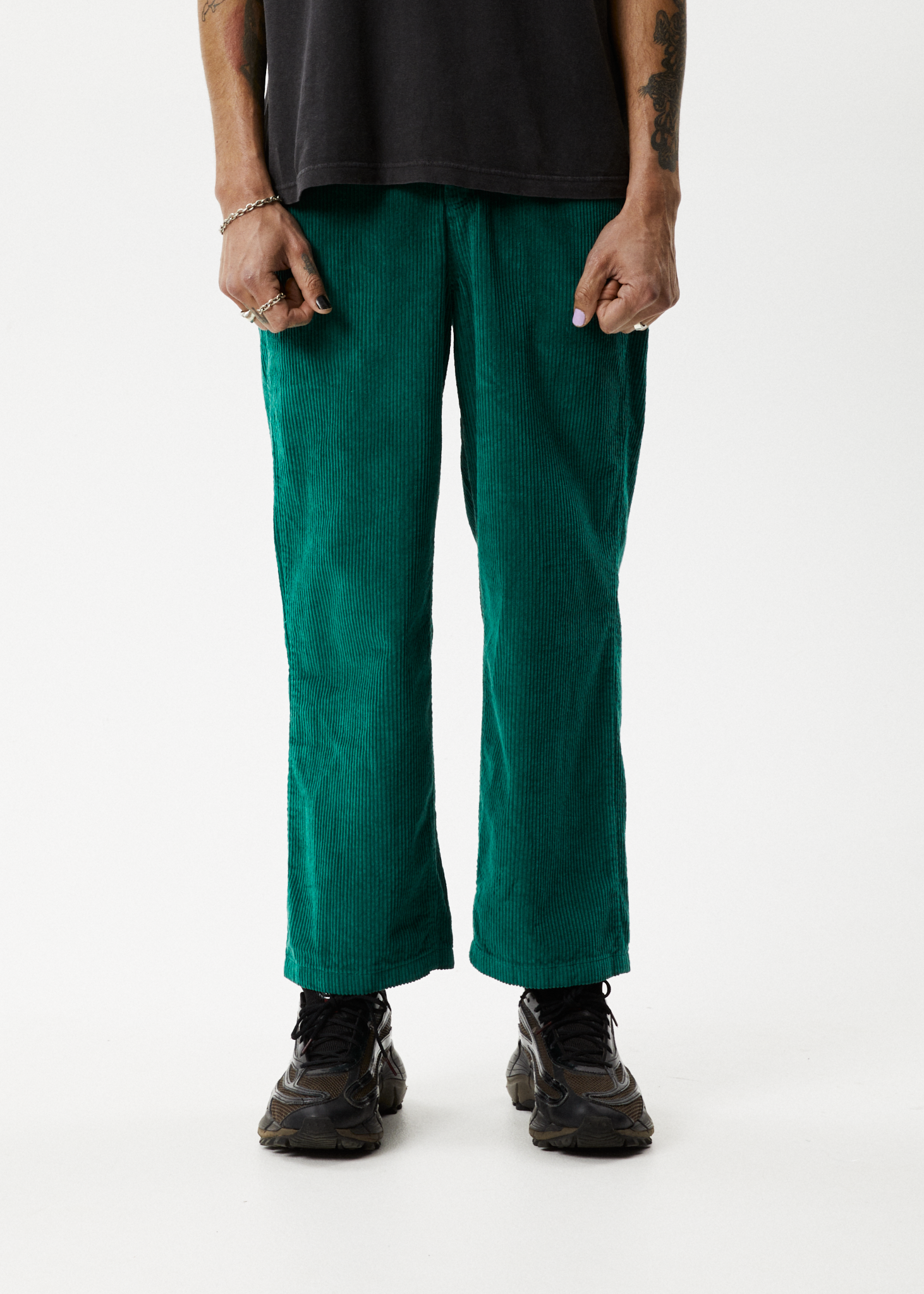 Afends Mens Pablo Union Corduroy Baggy Pants Emerald Afends