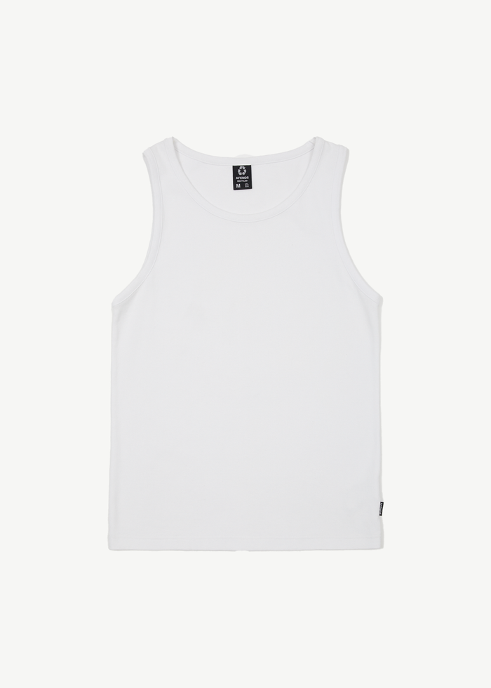 Afends Mens Paramount - Recycled Ribbed Singlet - White - Sustainable Clothing - Streetwear