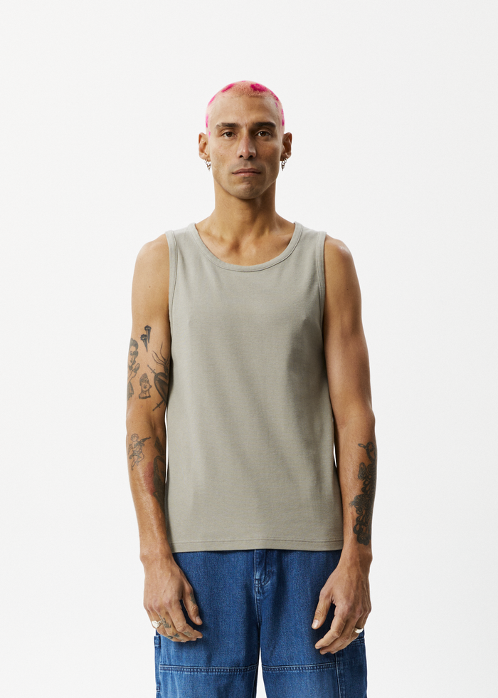Afends Mens Paramount - Ribbed Singlet - Olive - Sustainable Clothing - Streetwear