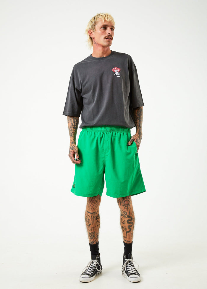 Afends Mens Programmed - Recycled Elastic Waist Shorts - Forest - Sustainable Clothing - Streetwear