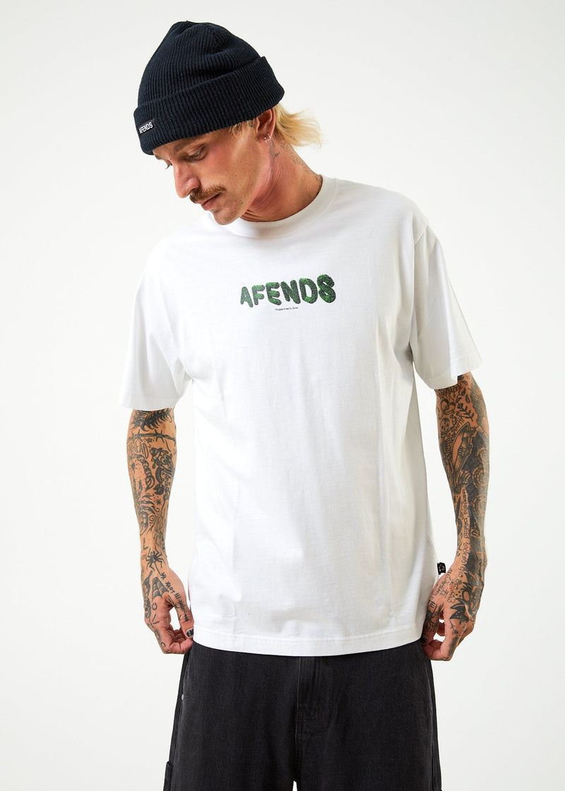 Afends Mens Programmed - Recycled Retro T-Shirt - White