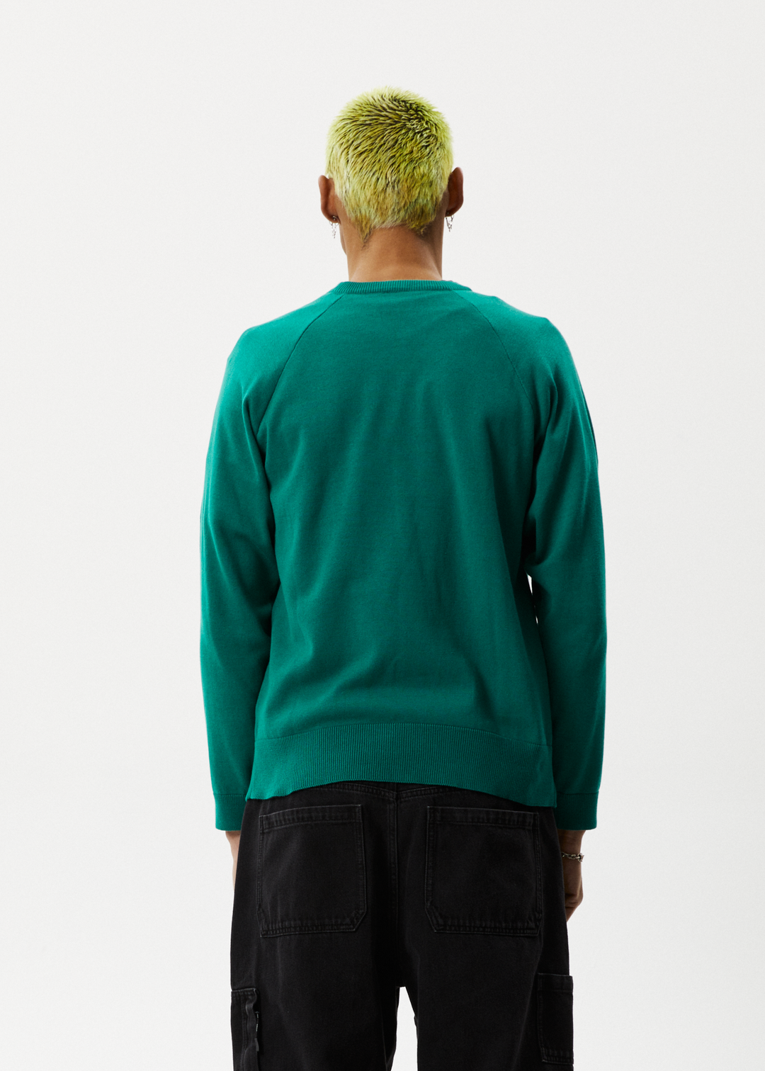 Afends Mens Psychedelic - Raglan Knitted Crew Neck Jumper - Emerald - Sustainable Clothing - Streetwear