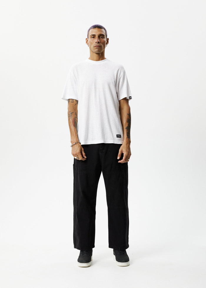 Afends Mens Richmond - Organic Denim Baggy Workwear Jeans - Washed Black - Sustainable Clothing - Streetwear