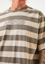 Afends Mens Sideline - Recycled Retro Striped T-Shirt - Beechwood - Afends mens sideline   recycled retro striped t shirt   beechwood   sustainable clothing   streetwear