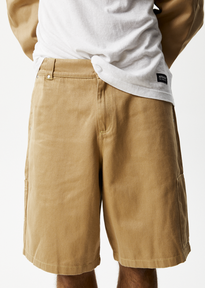 Afends Mens Sleepy Hollow - Hemp Twill Carpenter Shorts - Tan - Sustainable Clothing - Streetwear
