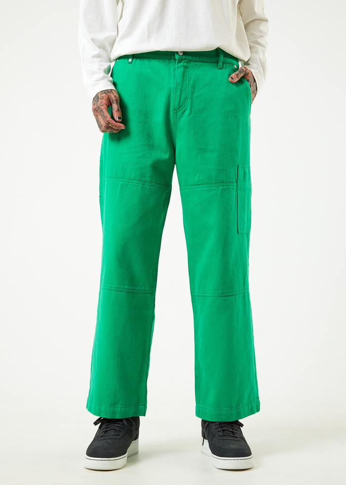 Afends Mens Sleepy Hollow Richmond - Hemp Twill Baggy Workwear Pants - Forest - Sustainable Clothing - Streetwear