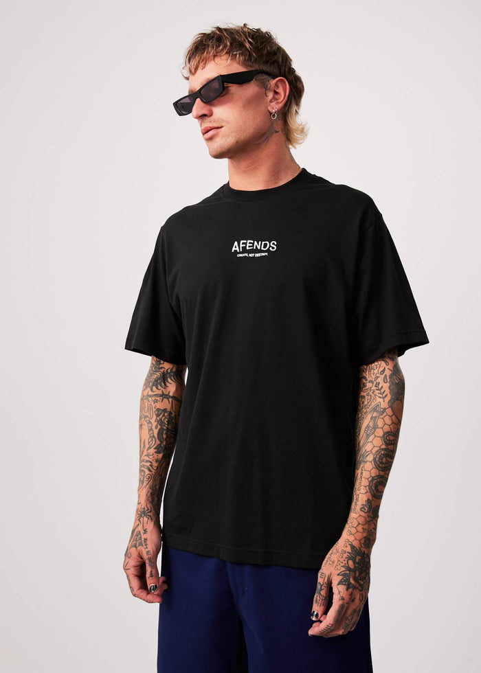 Afends Mens Spaced - Recycled Retro T-Shirt - Black - Sustainable Clothing - Streetwear