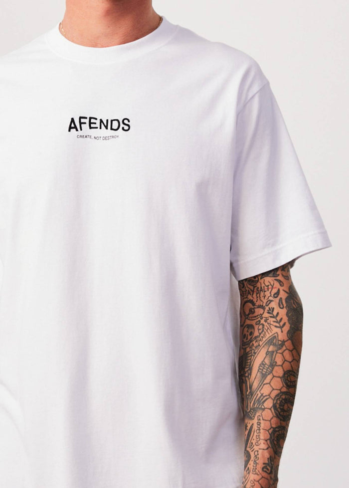 Afends Mens Spaced - Recycled Retro T-Shirt - White - Sustainable Clothing - Streetwear