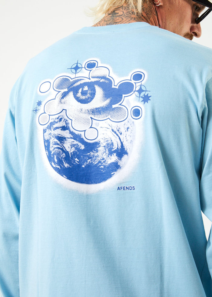 Afends Mens Spiral - Recycled Long Sleeve Graphic T-Shirt - Sky Blue - Sustainable Clothing - Streetwear