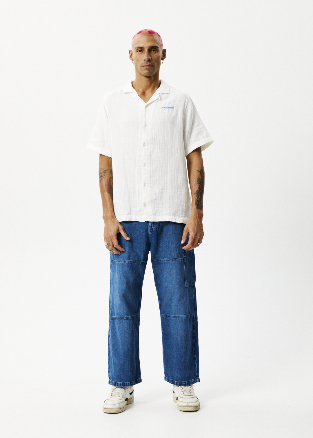 Afends Mens Stratosphere - Organic Cuban Short Sleeve Shirt - Off White - Sustainable Clothing - Streetwear