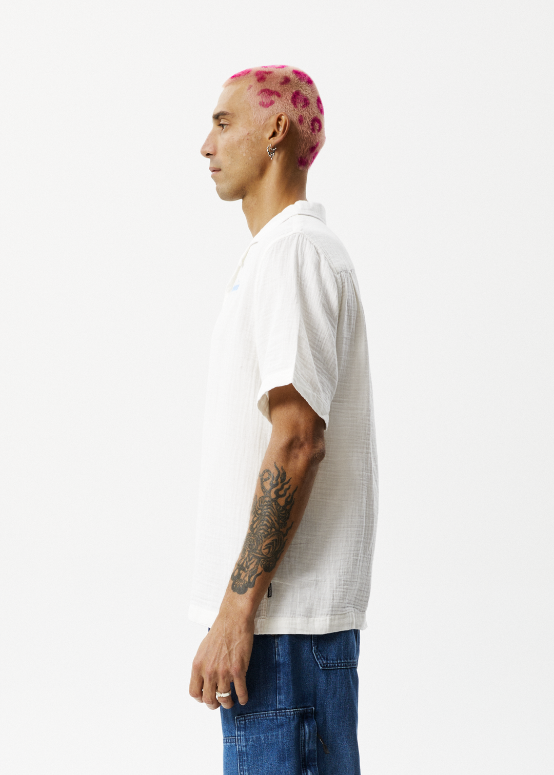 Afends Mens Stratosphere - Organic Cuban Short Sleeve Shirt - Off White - Sustainable Clothing - Streetwear