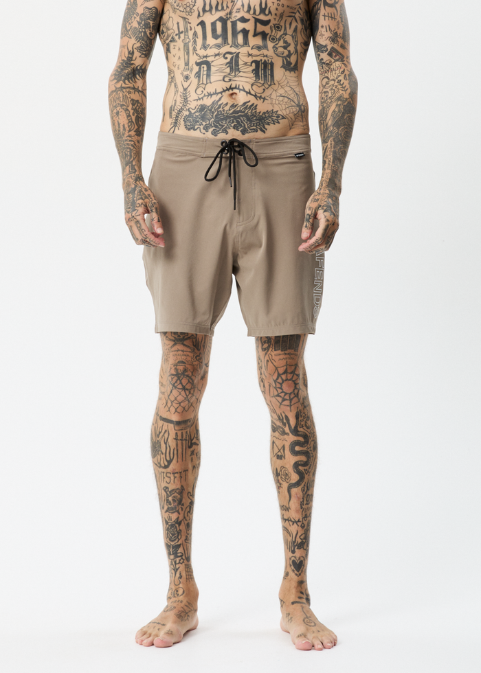 Afends Mens Outline - Recycled Fixed Waist Boardshorts - Beechwood - Sustainable Clothing - Streetwear