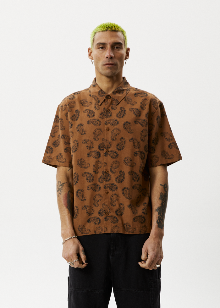 Afends Mens Tradition - Paisley Short Sleeve Shirt - Toffee - Sustainable Clothing - Streetwear