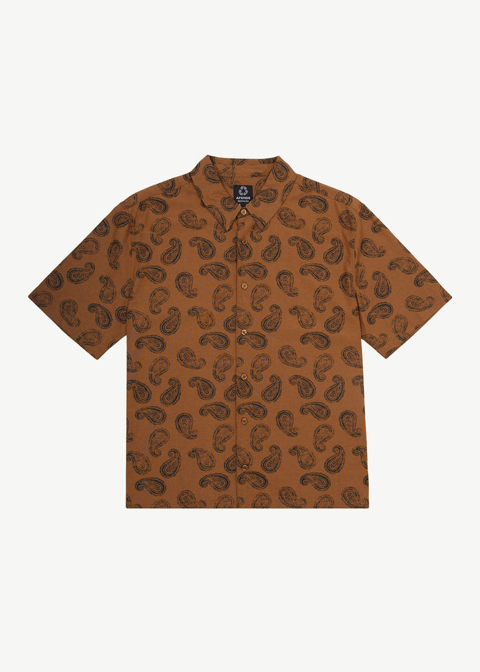 Afends Mens Tradition - Paisley Short Sleeve Shirt - Toffee - Sustainable Clothing - Streetwear