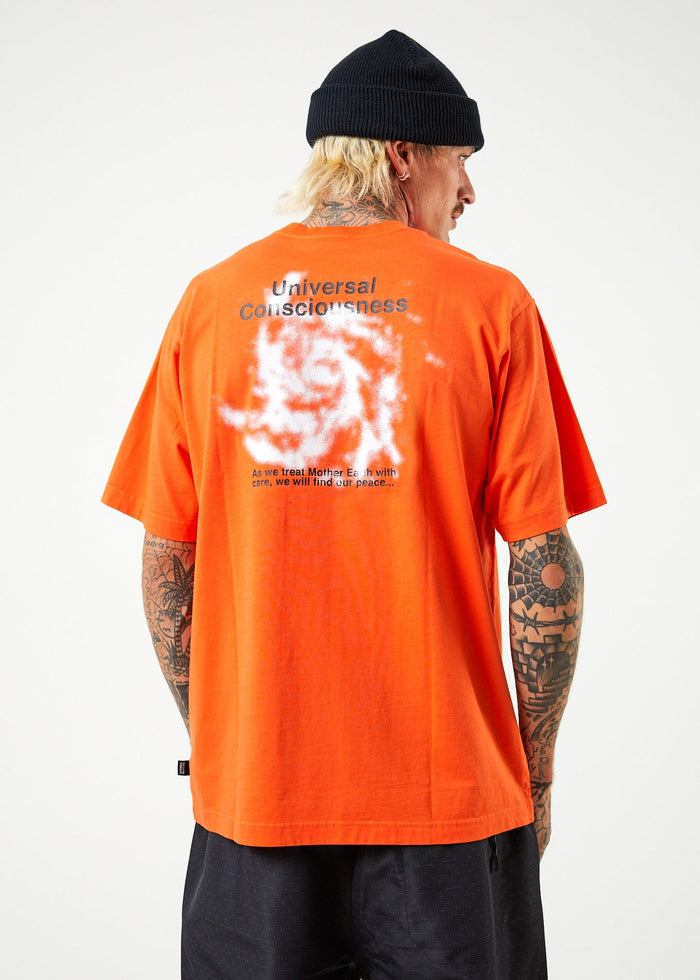 Afends Mens Universal - Recycled Retro Graphic T-Shirt - Orange - Sustainable Clothing - Streetwear