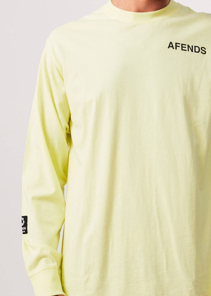 Afends Mens Millions - Recycled Long Sleeve T-Shirt - Citron - Sustainable Clothing - Streetwear