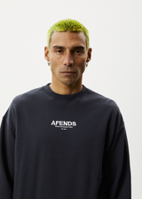 Afends Mens Vinyl - Crew Neck Jumper - Charcoal - Afends mens vinyl   crew neck jumper   charcoal   sustainable clothing   streetwear