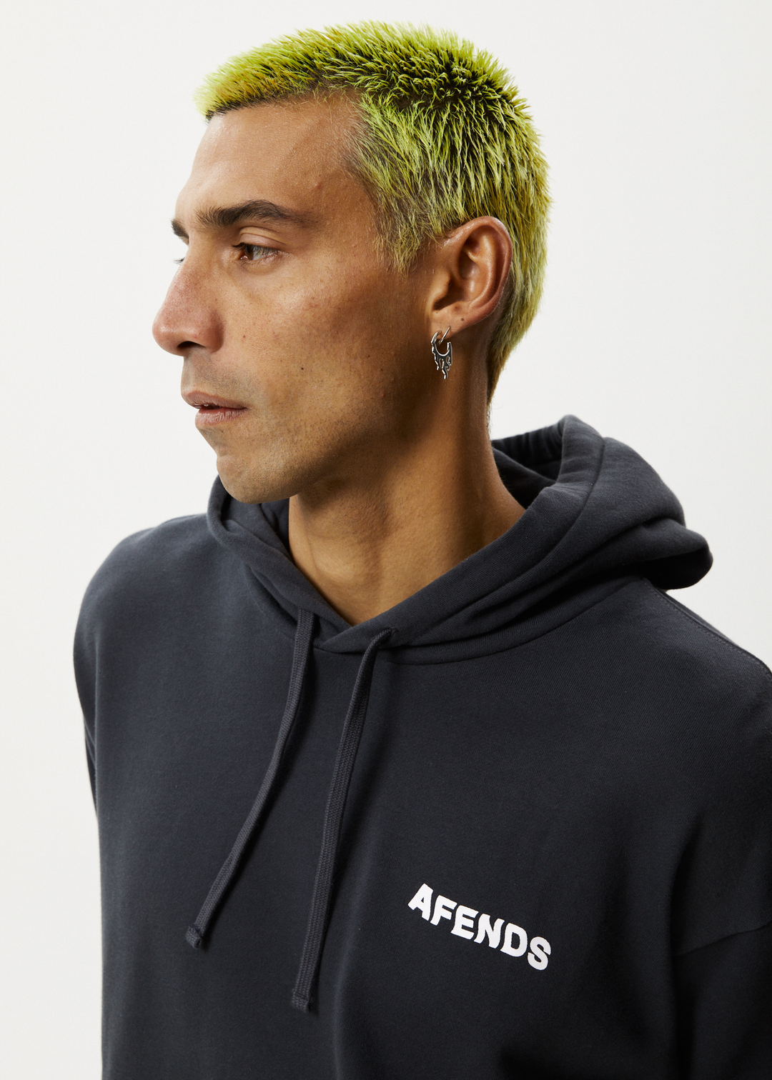 Afends Mens Vinyl - Logo Hoodie - Charcoal - Sustainable Clothing - Streetwear