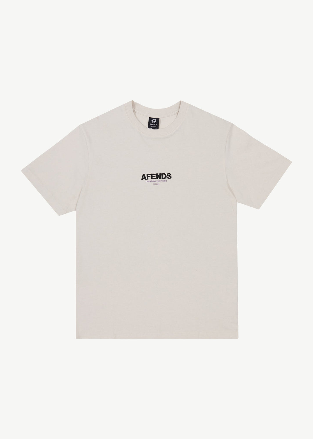 Afends Mens Vinyl - Retro Logo T-Shirt - Moonbeam - Sustainable Clothing - Streetwear