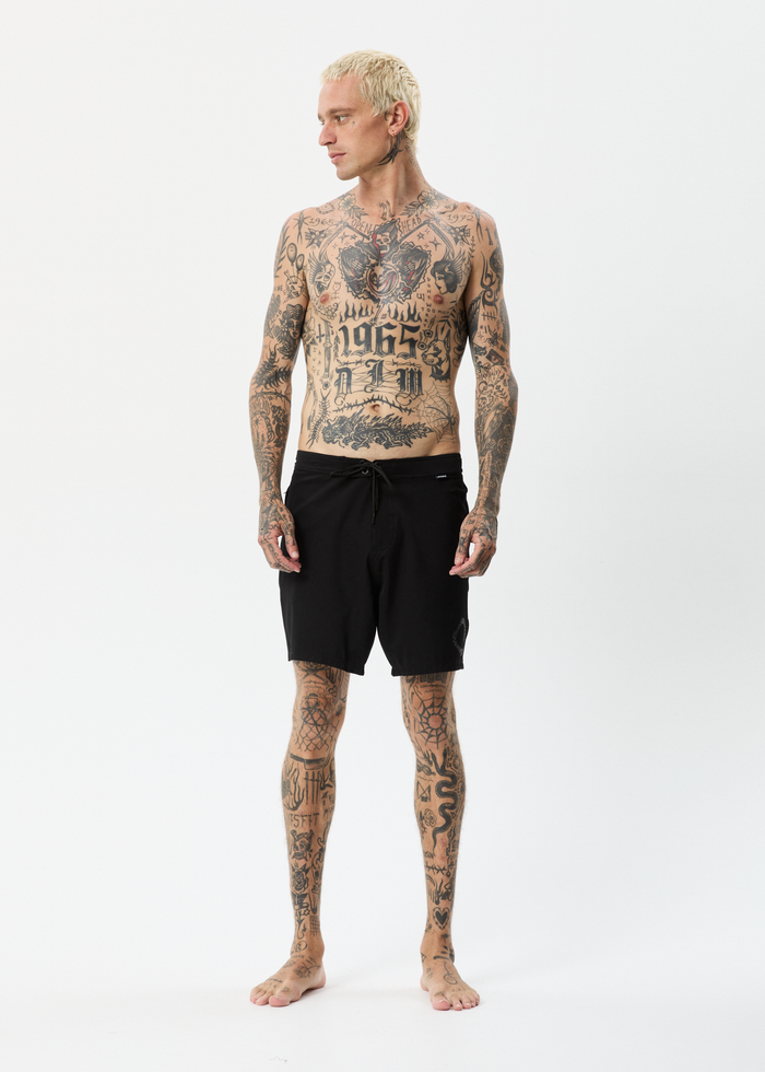 Afends Mens Vortex - Recycled Fixed Waist Boardshorts - Black - Sustainable Clothing - Streetwear