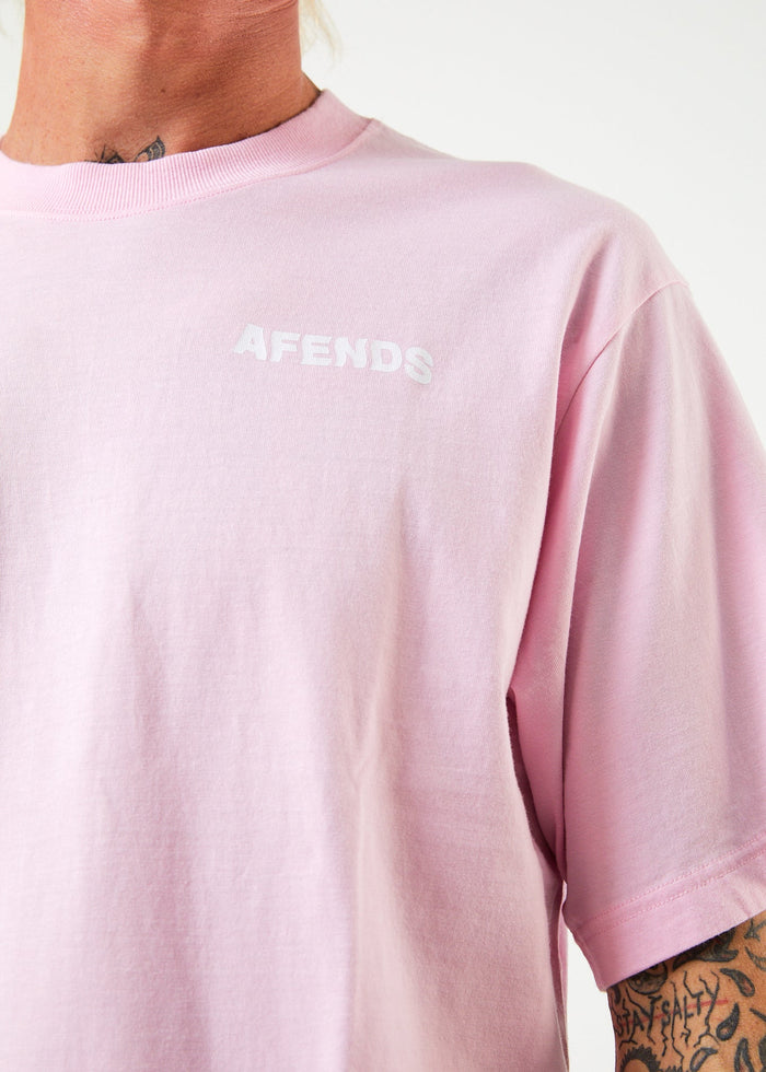 Afends Mens Vortex - Recycled Retro T-Shirt - Powder Pink - Sustainable Clothing - Streetwear