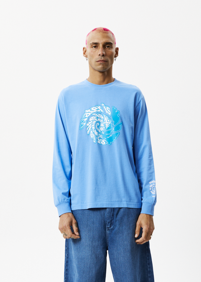Afends Mens Water Is Life - Long Sleeve Graphic T-Shirt - Arctic - Sustainable Clothing - Streetwear
