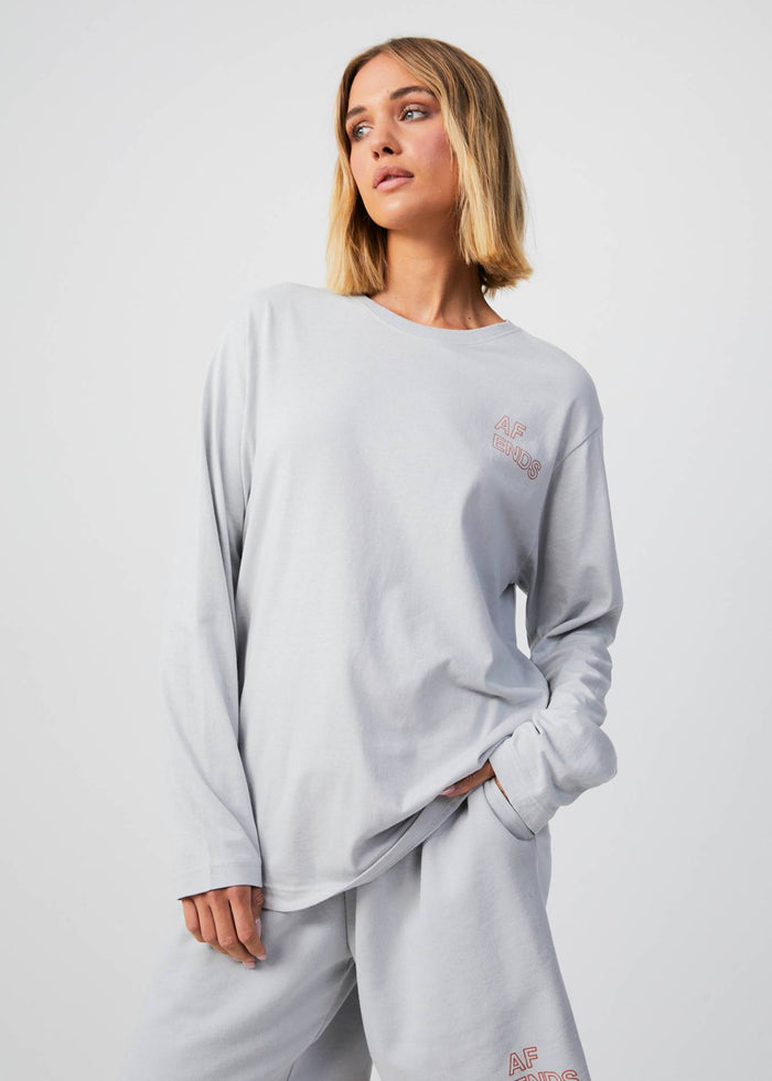 Afends Unisex Conditional - Unisex Organic Oversized Long Sleeve T-Shirt - Smoke - Sustainable Clothing - Streetwear