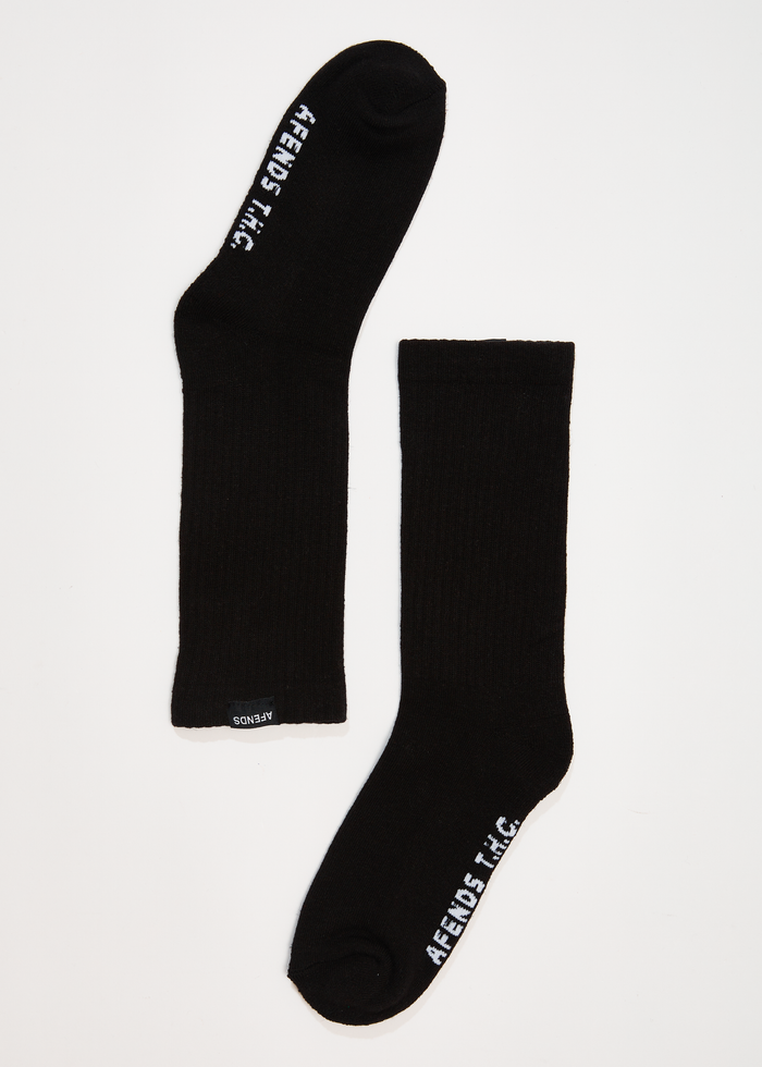 Afends Unisex Everyday - Hemp Crew Socks - Black - Sustainable Clothing - Streetwear