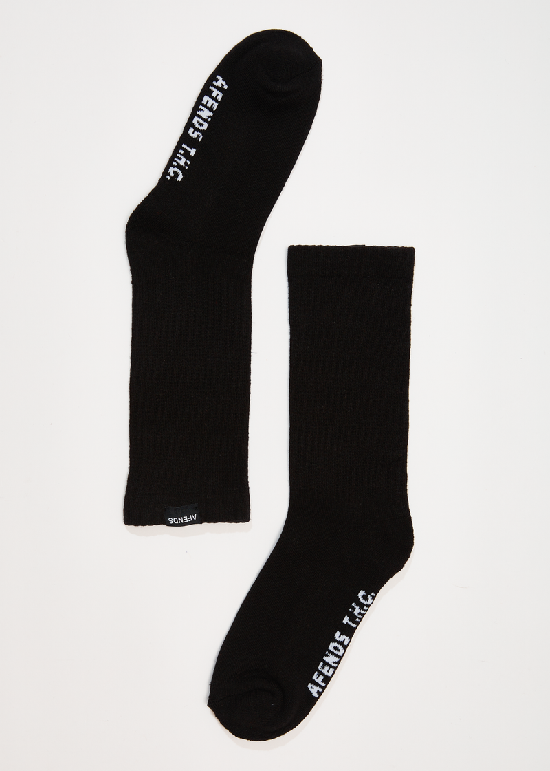 Afends Unisex Everyday - Hemp Crew Socks - Black