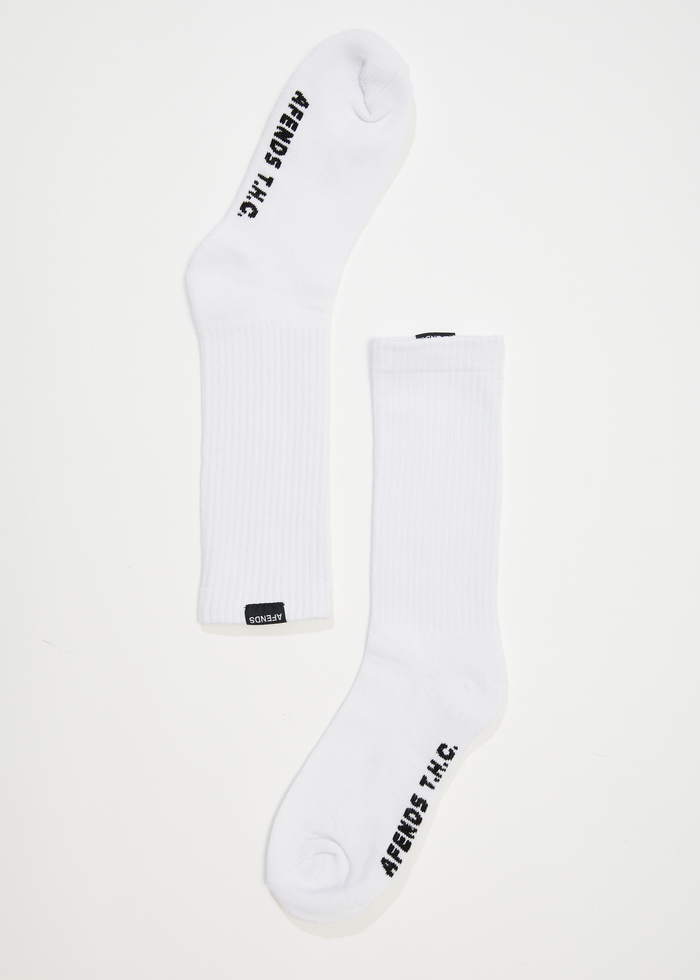 Afends Unisex Everyday - Hemp Crew Socks - White - Sustainable Clothing - Streetwear