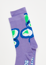 Afends Unisex Feel Free - Hemp Crew Socks - Plum - Afends unisex feel free   hemp crew socks   plum   sustainable clothing   streetwear
