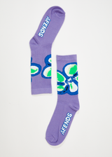 Afends Unisex Feel Free - Hemp Crew Socks - Plum - Afends unisex feel free   hemp crew socks   plum   sustainable clothing   streetwear