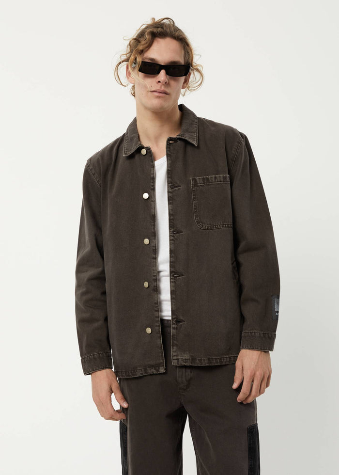 Afends Unisex Indelible - Unisex Organic Denim Jacket - Faded Coffee - Sustainable Clothing - Streetwear