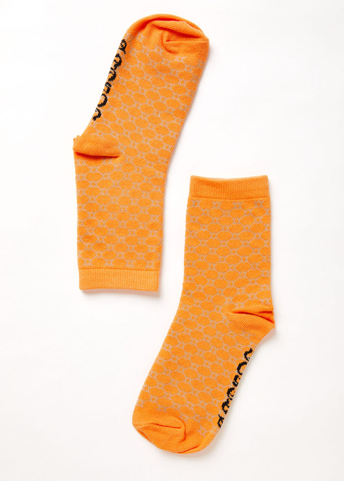 Afends Unisex Lois - Recycled Crew Socks - Papaya - Sustainable Clothing - Streetwear