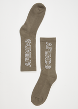 Afends Unisex Outline - Recycled Crew Socks - Beechwood - Afends unisex outline   recycled crew socks   beechwood   sustainable clothing   streetwear