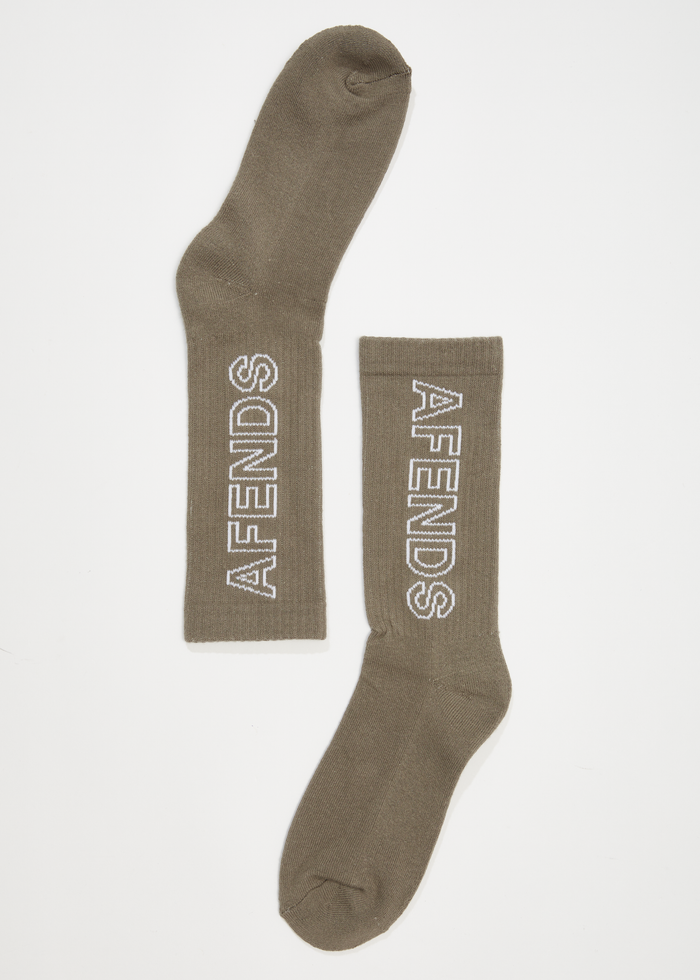 Afends Unisex Outline - Recycled Crew Socks - Beechwood - Sustainable Clothing - Streetwear