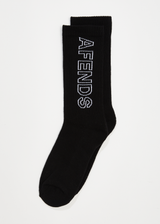 Afends Unisex Outline - Recycled Crew Socks - Black - Afends unisex outline   recycled crew socks   black   sustainable clothing   streetwear