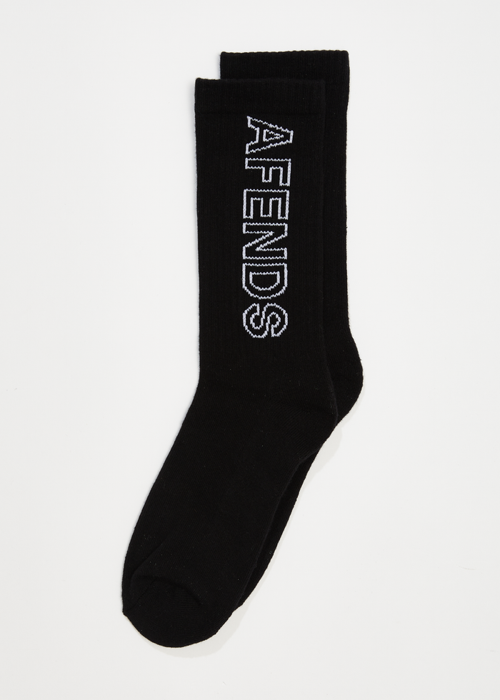 Afends Unisex Outline - Recycled Crew Socks - Black - Sustainable Clothing - Streetwear